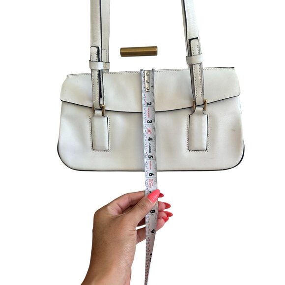 HYPE Vintage y2k White Leather Double Strap Shoulder Bag - Picture 9 of 11